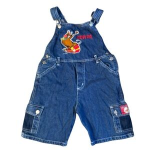 Vintage Scooby-Doo Overalls Embroidered Skateboard Design Denim Cargo Size 7